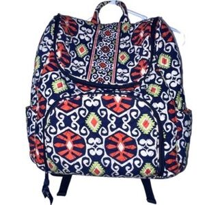 VERA BRADLEY Sun Valley Quilted Backpack Blue Orange Green Retired Print Travel